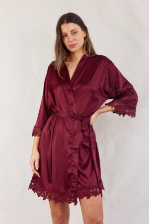 Ella Burgundy Satin Bridesmaid Robes