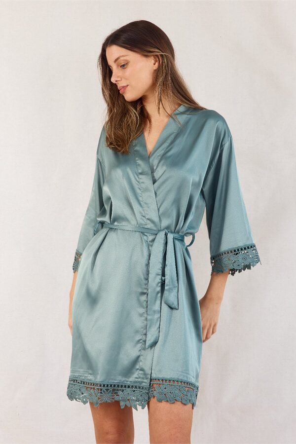 Ella Satin Eucalyptus Green Bridesmaid Robes Ella Dusty Green Bridesmaid Robes