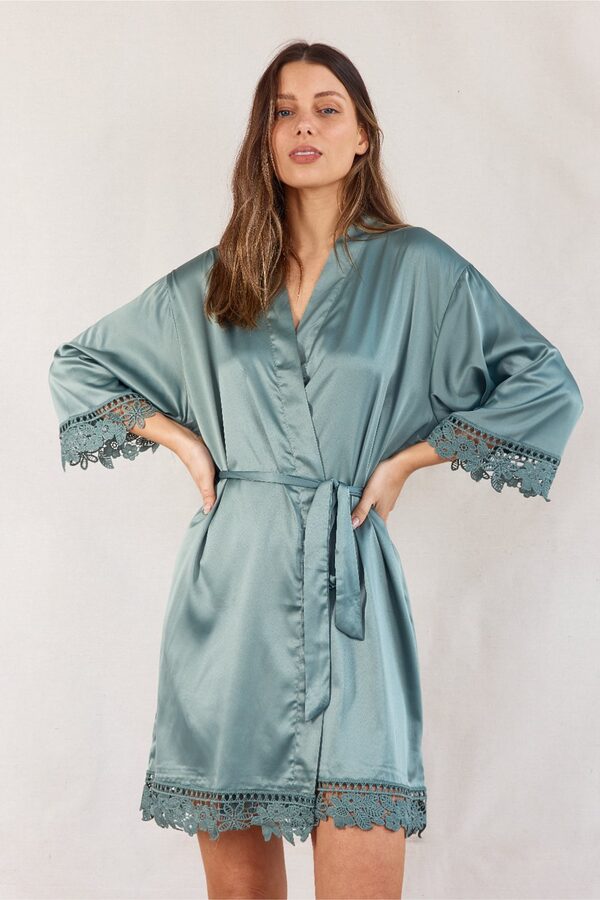 Ella Satin Eucalyptus Green Bridesmaid Robes Australia Ella Green Bridal Party Robes Australia