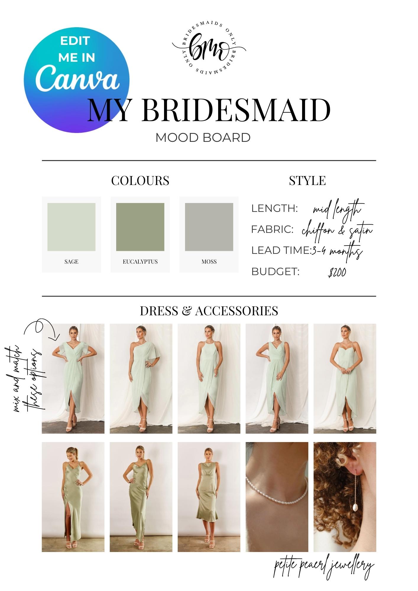 Free Bridesmaid Wedding Mood Board Free Downloadable