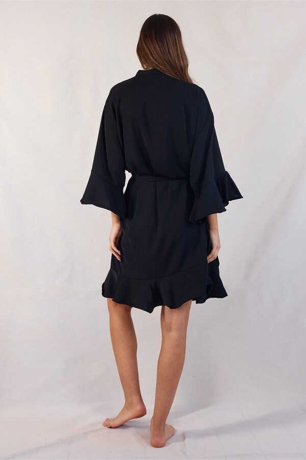 Olivia Matte Ruffle Black Bridesmaid Robes | Bridesmaids Only