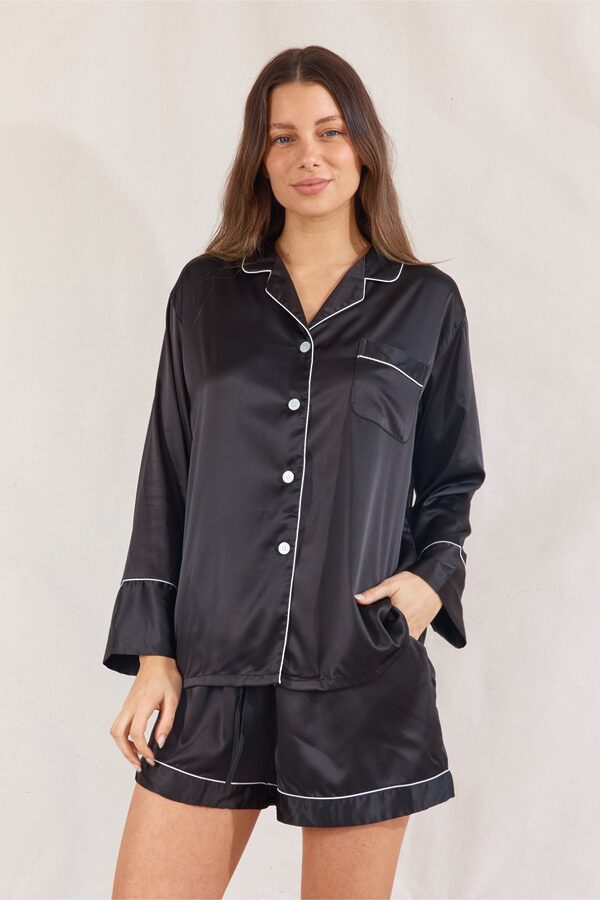 Bridal Pajamas Black by Bridesmaids Only Australia Black Bridal Party Pyjamas Personalise Australia