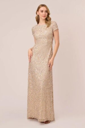 light champagne bridesmaid dresses by Adrianna Papell