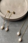 gold freshwater pearl bridesmaid earrings Australia