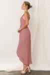 Mila Halter Neck Dusty Pink Bridesmaid Dress by Talia Sarah