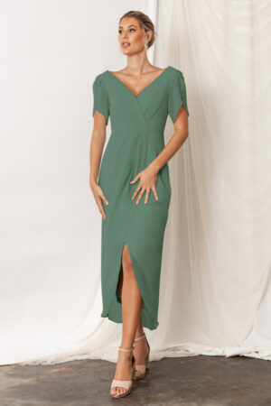 Zara Eucalyptus Green Bridesmaid Dress with Sleeves by Talia Sarah