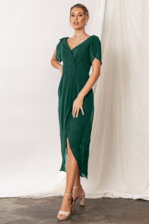 Zara Forest Green Bridesmaid Dress with Sleeves by Talia Sarah