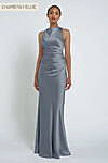 Halter Chambray Blue Bridesmaid Dresses by Jenny Yoo