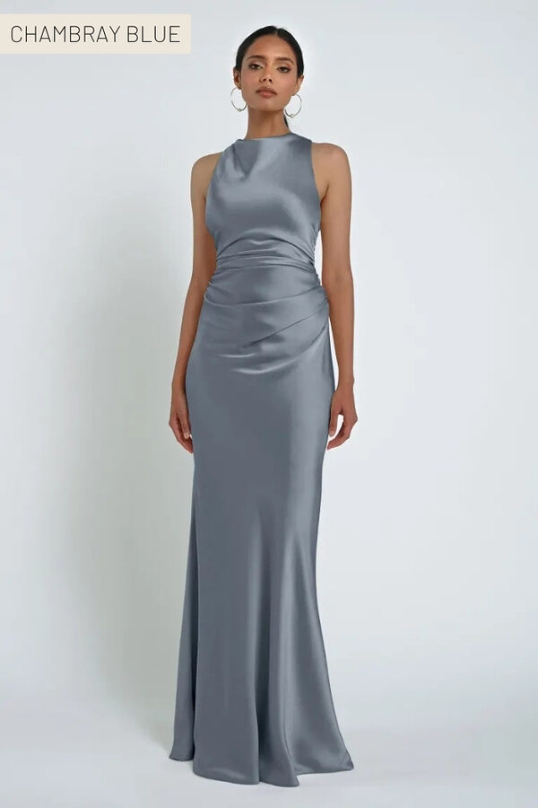 Grant Chambray Blue Bridesmaid Dress by Jenny Yoo Australia Halter Chambray Blue Bridesmaid Dresses by Jenny Yoo