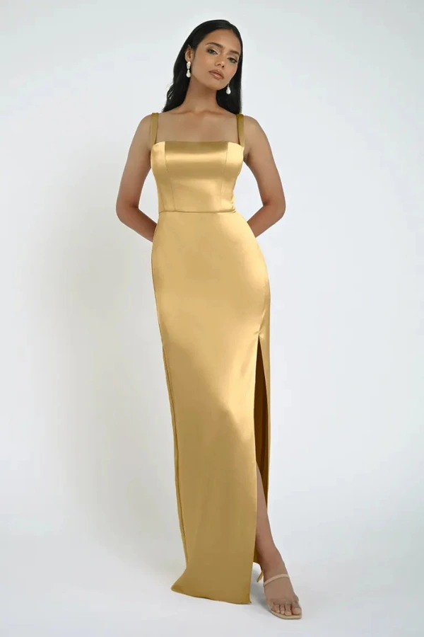 Lowe Yellow Satin Bridesmaid Dress by Jenny Yoo