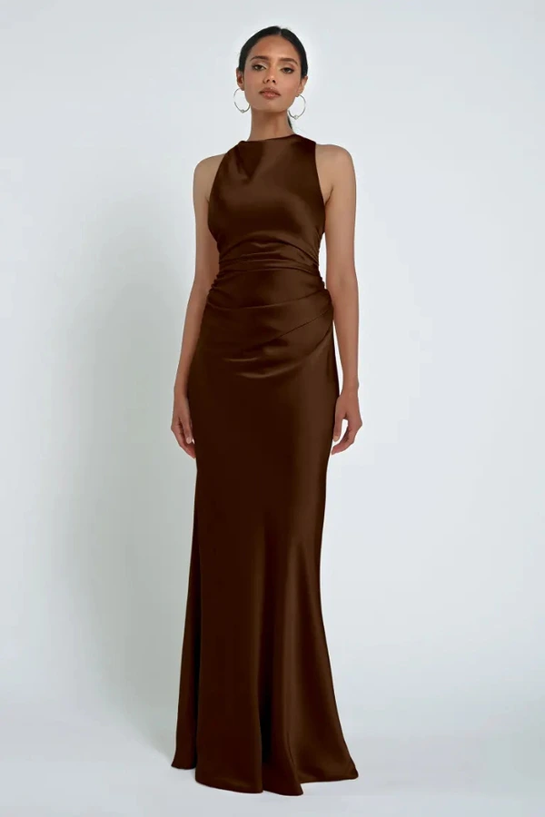 espresso brown dresses Halvar Linen Maxi Dress Brown Espresso