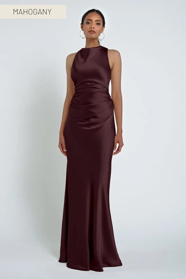 Grant Mahogany Bridesmaid Dress by Jenny Yoo Australia Halter Mahogany Bridesmaid Dresses by Jenny Yoo Australia