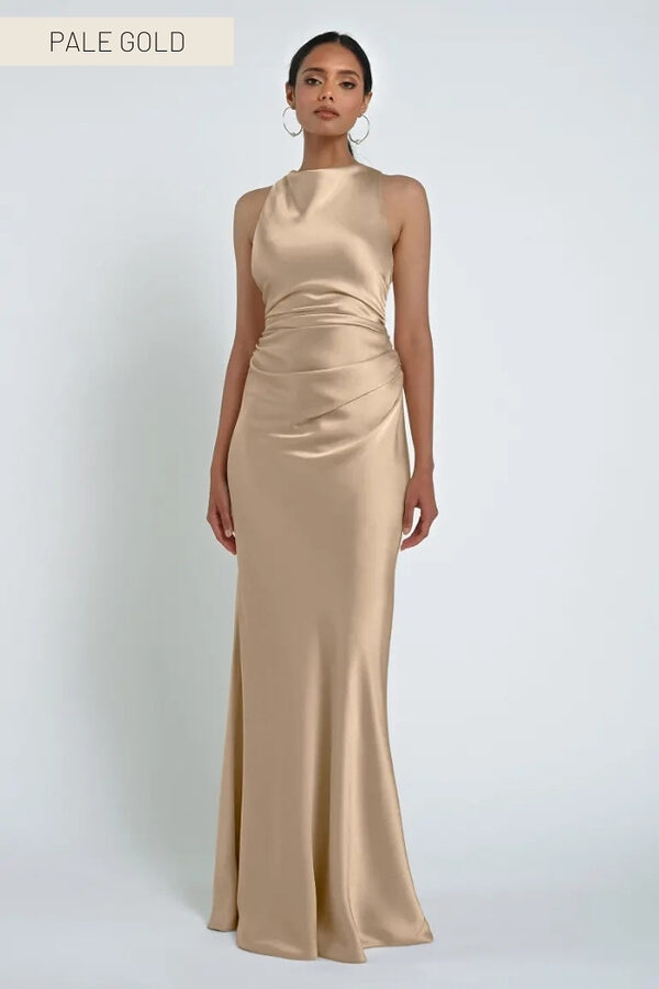 Grant Pale Gold ridesmaid Dress by Jenny Yoo Australia Halter Pale Gold Bridesmaid Dresses by Jenny Yoo