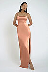 Peach Bellini Satin Bridesmaid Dresses by Jenny Yoo