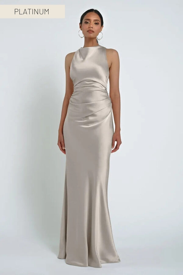 Grant Platinum Bridesmaid Dress by Jenny Yoo Australia Halter Platinum Bridesmaid Dresses by Jenny Yoo