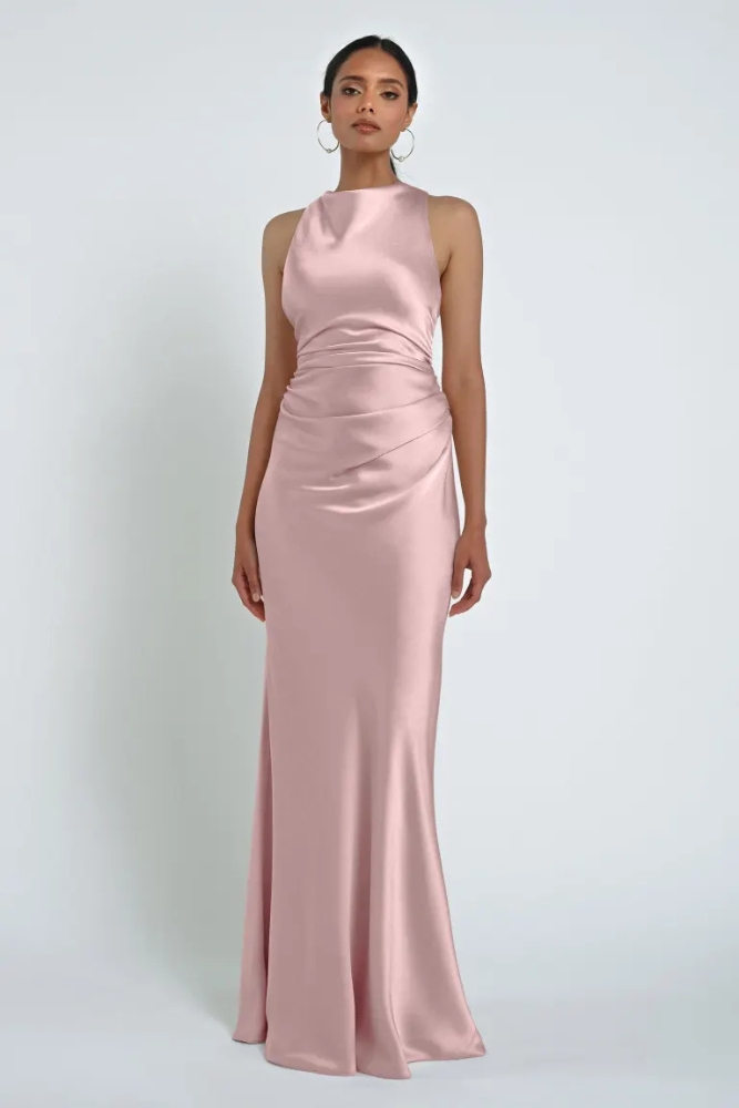 Grant Powder Pink Bridesmaid Dress by Jenny Yoo Australia Halter Powder Pink Bridesmaid Dresses by Jenny Yoo Australia