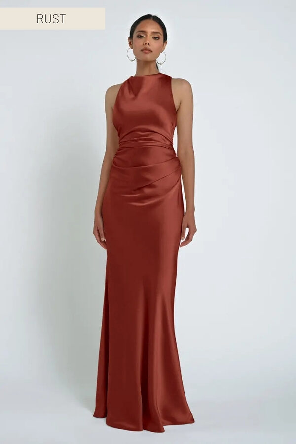 Grant Rust Bridesmaid Dress by Jenny Yoo Australia Halter Rust Bridesmaid Dresses by Jenny Yoo Australia