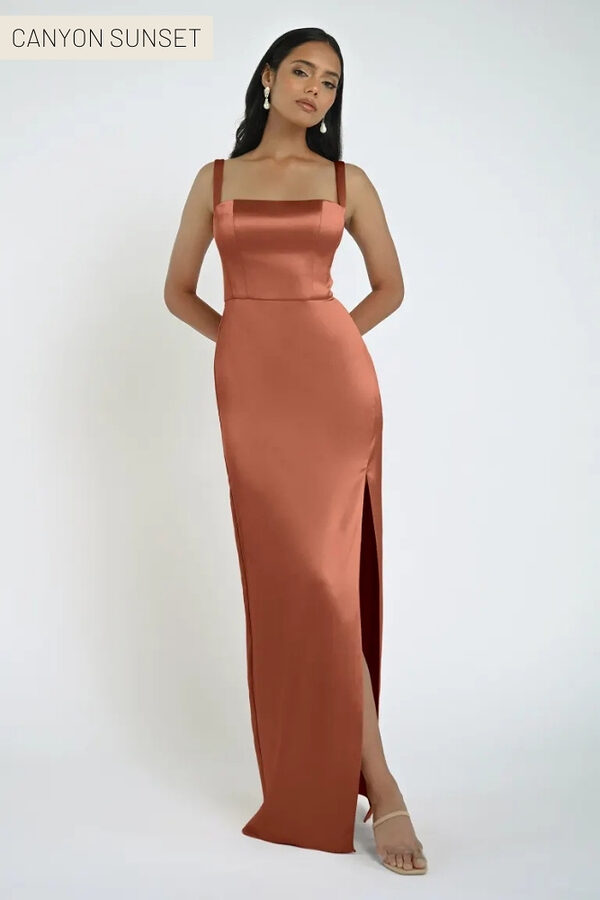 Lowe Sunset Orange Bridesmaid Dress by Jenny Yoo Australia Sunset Orange Satin Bridesmaid Dresses by Jenny Yoo