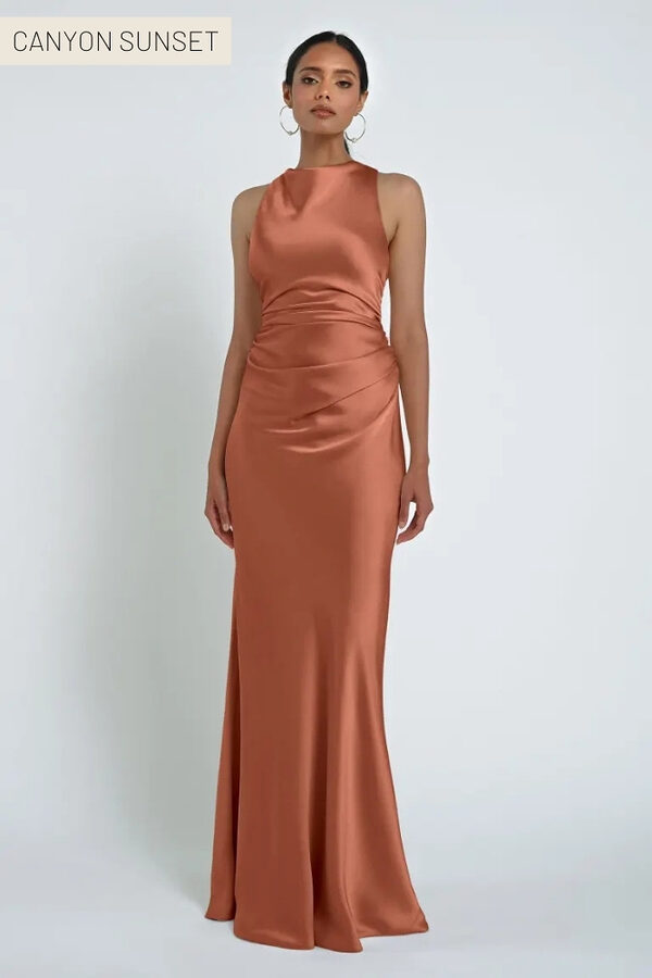 Grant Sunset Orange Bridesmaid Dress by Jenny Yoo Australia Halter Sunset Orange Bridesmaid Dresses by Jenny Yoo Australia
