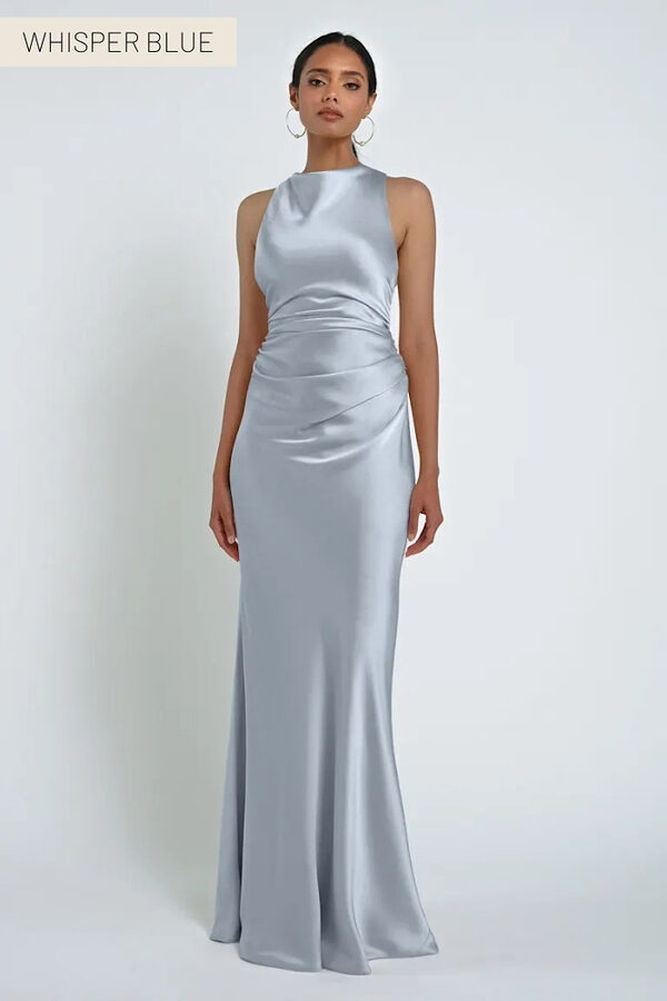 Grant Whisper Blue Bridesmaid Dress by Jenny Yoo Australia Halter Whisper Blue Bridesmaid Dresses by Jenny Yoo