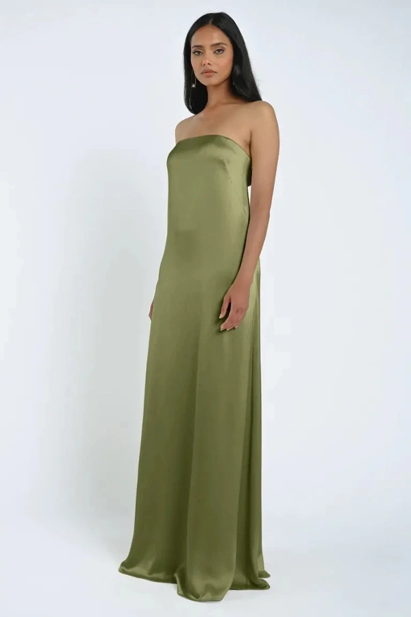 green knit dresses Fern Shirred Short Sleeve Linen Blend Midi Dress main image 0