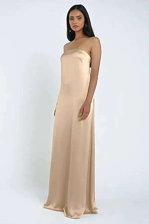 James Pale Gold Satin Bridesmaid Dress by Jenny Yoo