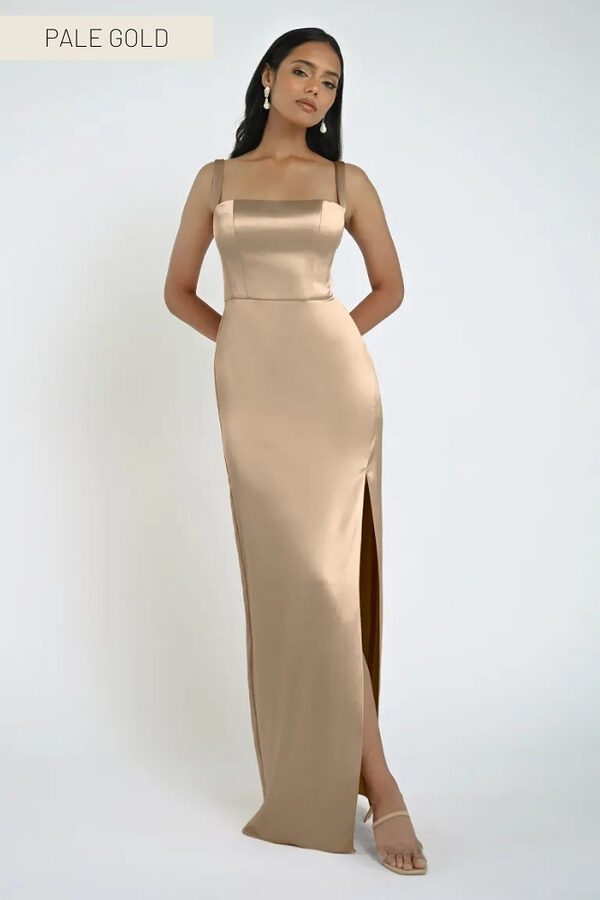 Lowe Pale Gold ridesmaid Dress by Jenny Yoo Australia Pale Gold Satin Bridesmaid Dresses by Jenny Yoo