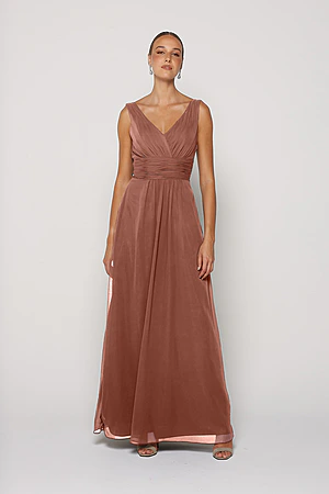 amber bridesmaid dresses Amber Chic One Shoulder Ruched Chiffon Plus Size Bridesmaid Dresses, Burnt Orange main image 1