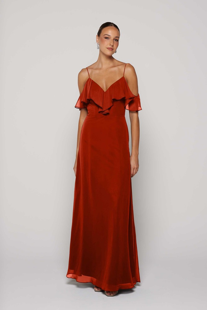 TOBM05Tania Olsen Maids _RUST Rust Bridesmaid Dress Australia by Tania Olsen