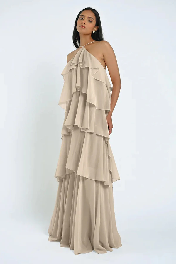 brown 3/4 sleeve dress SLEEVES VNECK MAXI Tan / 14 inspired sensibility with a Infinity dress | Bridesmaids Size:UK 10 / US 6 GWP App