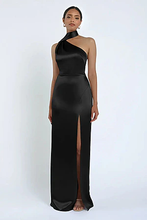 Hepburn Satin Black Bridesmaid Dress by Jenny Yoo