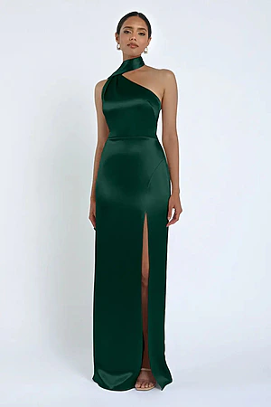 Hepburn Satin Emerald Bridesmaid Dress by Jenny Yoo