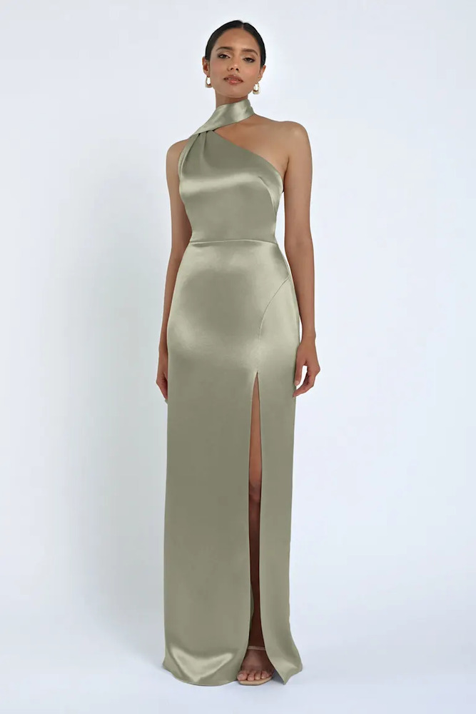 bodycon wrap mini dress Jill Tie-Back Satin while the clever ruching Discover 61 Multiway dress Color:#31-Chartreuse pantsuits