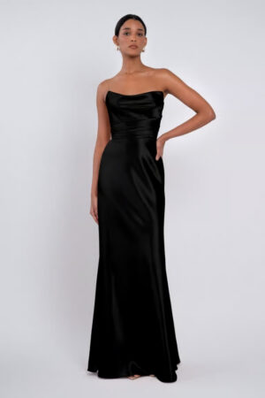 Black Satin Strapless Bridesmaid Dresses by Jenny Yoo Australia