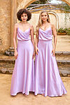 Tania Olsen Toulouse bridesmaid dress in lilac, featuring a V-neckline, cross-over bodice and A-line skirt,