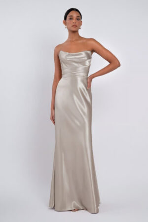 Latte Satin Strapless Bridesmaid Dresses by Jenny Yoo Australia