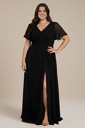 Ada Black High Split Bridesmaid Dresses by Dressology