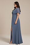 Dusty blue Bridesmaid Dress Cheap with flutter sleeve