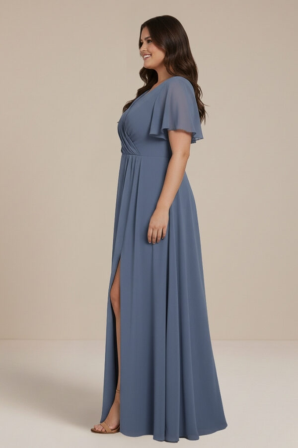 Ada Bridesmaid Dress Dusty Blue 2 Dusty blue Bridesmaid Dress Cheap with flutter sleeve