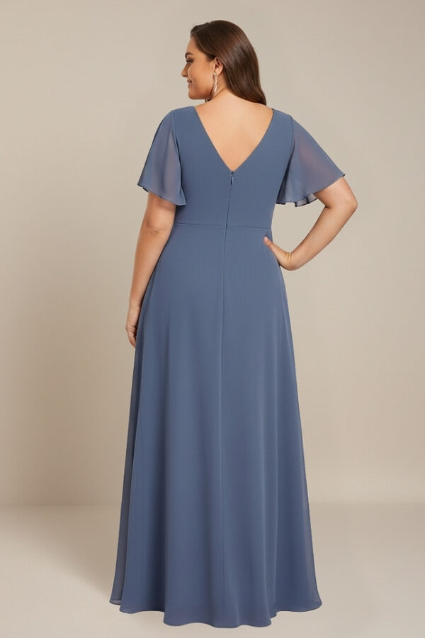 Ada Bridesmaid Dress Dusty Blue 3 Dusty blue Bridesmaid Dress Cheap with flutter sleeve