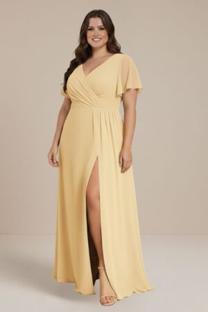 Chiffon Yellow Bridesmaid Dress Cheap