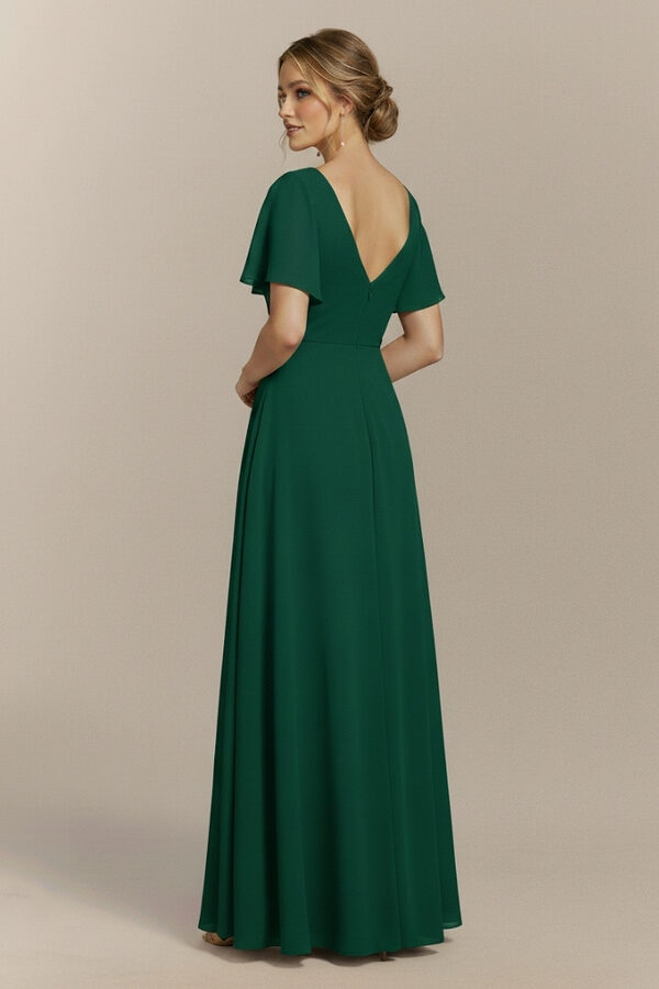 Ada Emerald Green Bridesmaid Dress with flutter sleeve Back Cheap Emerald green Bridesmaid Dress Australia