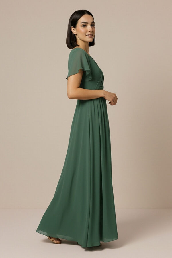 Ada Eucalyptus Green Bridesmaid Dress with flutter sleeve 2 Cheap Eucalyptus green Bridesmaid Dress Australia