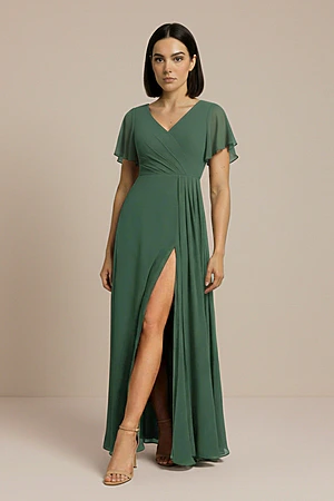 Ada Eucalyptus High Split Bridesmaid Dresses by Dressology