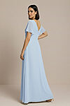 Blue Bridesmaid Dress Cheap with flutter sleeve