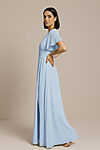 Blue Bridesmaid Dress Cheap with flutter sleeve