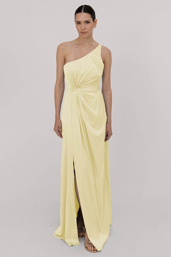 Greta Limoncello Yellow Satin Bridesmaid Dresses Greta Neutral Bridesmaid Dress by TH&TH