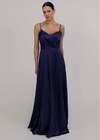 Navy Blue Satin Bridesmaids Dresses by TH&TH