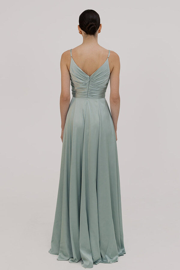 TH_TH_Isla_bridesmaid_dress_in_dusty_eucalyptus_satin_back_view Isla Green Bridesmaid Dress by TH&TH