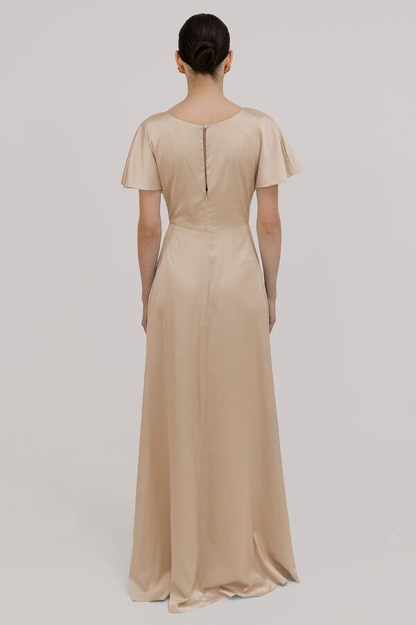 TH_TH_satin_bridesmaid_dress_Camilla_in_champagne_back_model_view Camilla Neutral Bridesmaid Dress by TH&TH